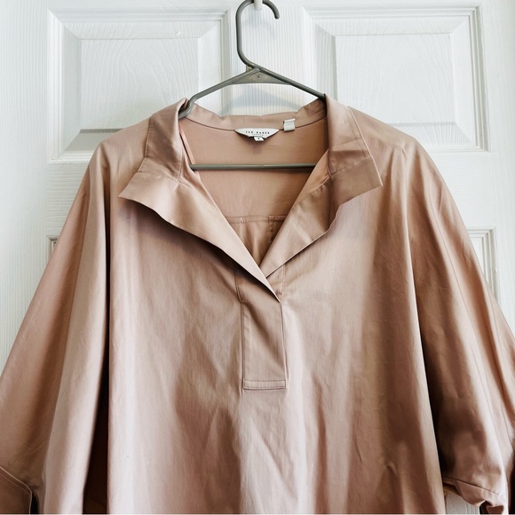 Ted Baker Avereye Rose Light Pink Blouse Batwing Popover Size 12/14 - Picture 8 of 11